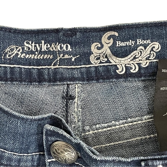 Style & Co. Denim Jeans Barely Boot Dark Wash Rhinestones Women’s Size 10 - Picture 5 of 13
